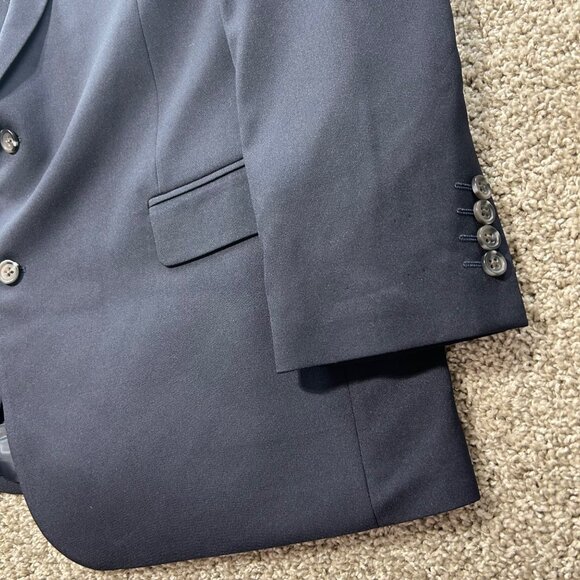 Haggar In Motion Tailored Fit Navy Blazer Mens Size 52L Polyester Blend - Picture 2 of 11